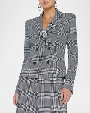 L'AGENCE Atmore Houndstooth Double Breasted Blazer
